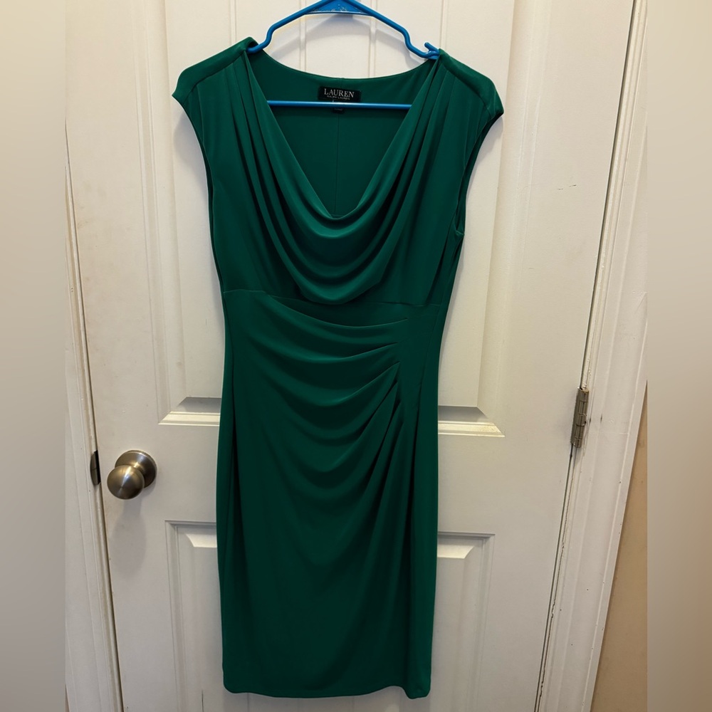 Lauren by Ralph Lauren emerald green drape dress